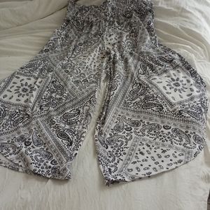 Brand new "BoHo" style pants in handkerchief print black on white. Cotton knit.